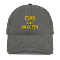 Load image into Gallery viewer, Do The Math (Gold Embroidery) Bitcoin Distressed Dad Hat - fomo21
