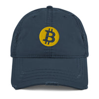 Load image into Gallery viewer, Circle Bitcoin Logo Distressed Dad Hat - fomo21

