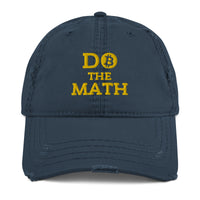 Load image into Gallery viewer, Do The Math (Gold Embroidery) Bitcoin Distressed Dad Hat - fomo21
