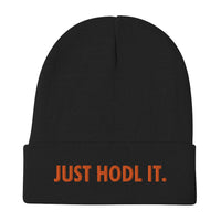 Load image into Gallery viewer, Just HODL It Bitcoin Orange Embroidered Beanie - fomo21
