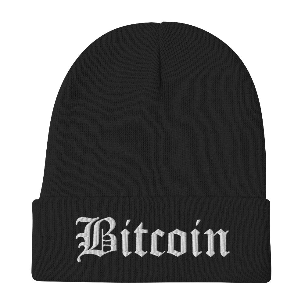 Bitcoin Medieval White Embroidered Beanie