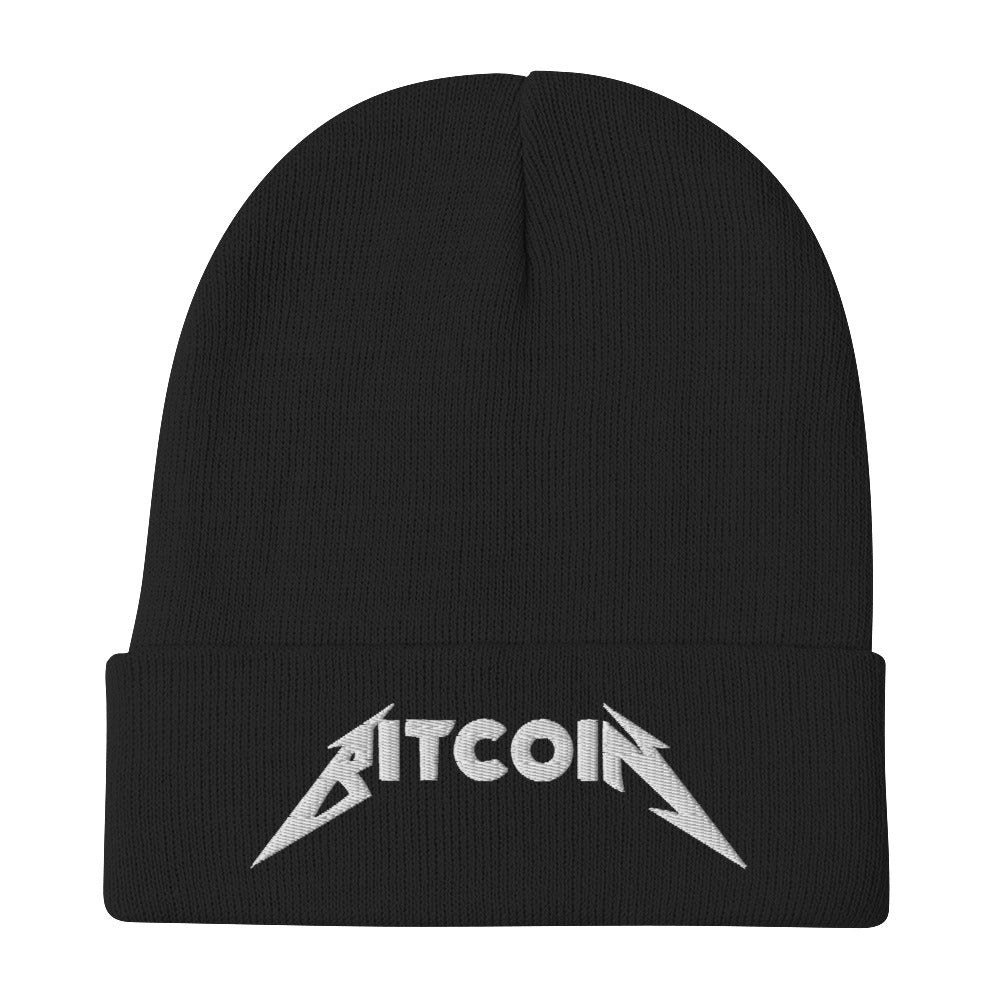 Bitcoin Rocks White Embroidered Beanie