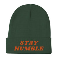 Load image into Gallery viewer, Stay Humble (Orange Lettering) Bitcoin Embroidered Beanie - fomo21
