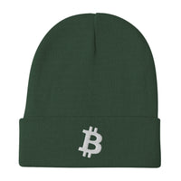 Load image into Gallery viewer, Simply Bitcoin White Embroidered Beanie - fomo21
