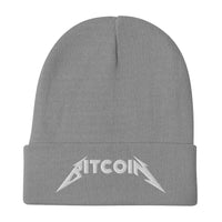Load image into Gallery viewer, Bitcoin Rocks White Embroidered Beanie - fomo21
