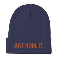 Load image into Gallery viewer, Just HODL It Bitcoin Orange Embroidered Beanie - fomo21
