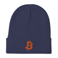 Load image into Gallery viewer, Simply Bitcoin Orange Embroidered Beanie - fomo21
