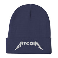 Load image into Gallery viewer, Bitcoin Rocks White Embroidered Beanie - fomo21
