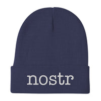 Load image into Gallery viewer, Nostr (White) Bitcoin Embroidered Beanie - fomo21
