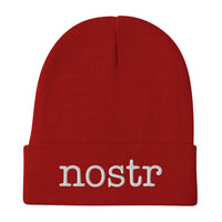 Load image into Gallery viewer, Nostr (White) Bitcoin Embroidered Beanie - fomo21
