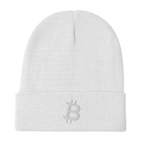 Load image into Gallery viewer, Simply Bitcoin White Embroidered Beanie - fomo21
