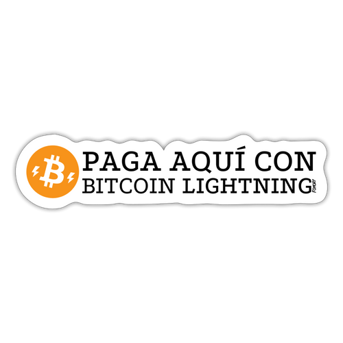 Paga Aquí Con Bitcoin Lightning 3 Español Sticker-fomo21
