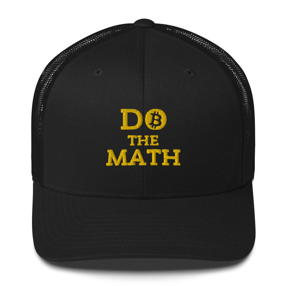 Do The Math (Gold Embroidery) Bitcoin Retro Trucker Hat - fomo21