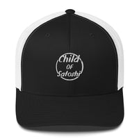 Load image into Gallery viewer, Child of Satoshi (White Embroidery) Bitcoin Trucker Hat - fomo21
