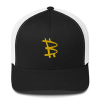 Load image into Gallery viewer, Old MacDonald (Yellow Embroidery) Bitcoin Trucker Hat - fomo21
