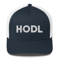 Load image into Gallery viewer, HODL Bitcoin (White Embroidery) Trucker Hat - fomo21
