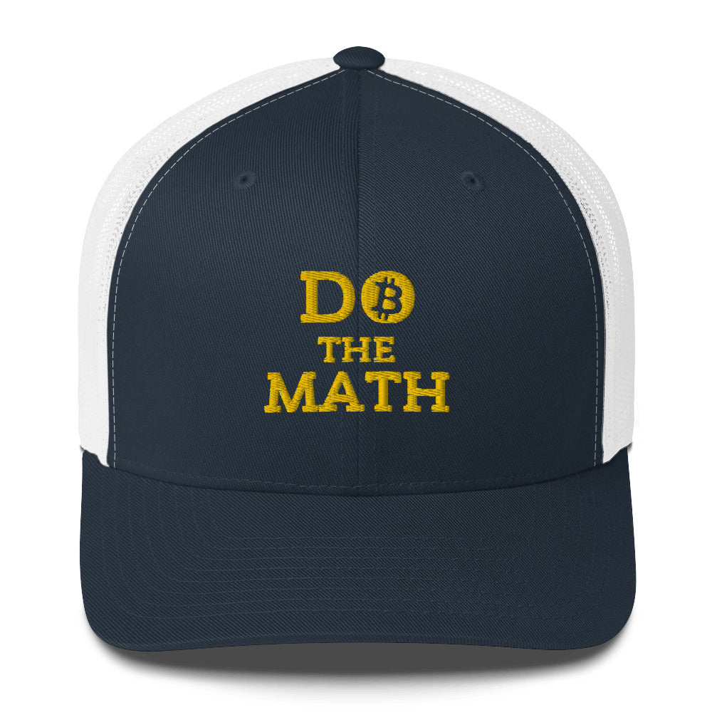Do The Math (Gold Embroidery) Bitcoin Retro Trucker Hat - fomo21