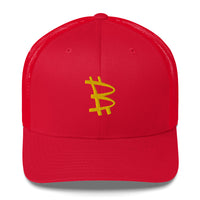 Load image into Gallery viewer, Old MacDonald (Yellow Embroidery) Bitcoin Trucker Hat - fomo21
