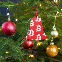 Load image into Gallery viewer, Simple B Red Bitcoin Wooden Christmas Ornament-fomo21
