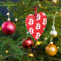 Load image into Gallery viewer, Simple B Red Bitcoin Wooden Christmas Ornament-fomo21

