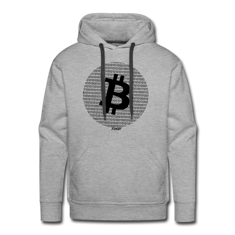 Binary Bitcoin Round Design Hoodie Sweatshirt Heather Grey / S
