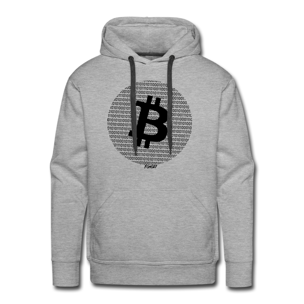 Binary Bitcoin Round Design Hoodie - heather grey