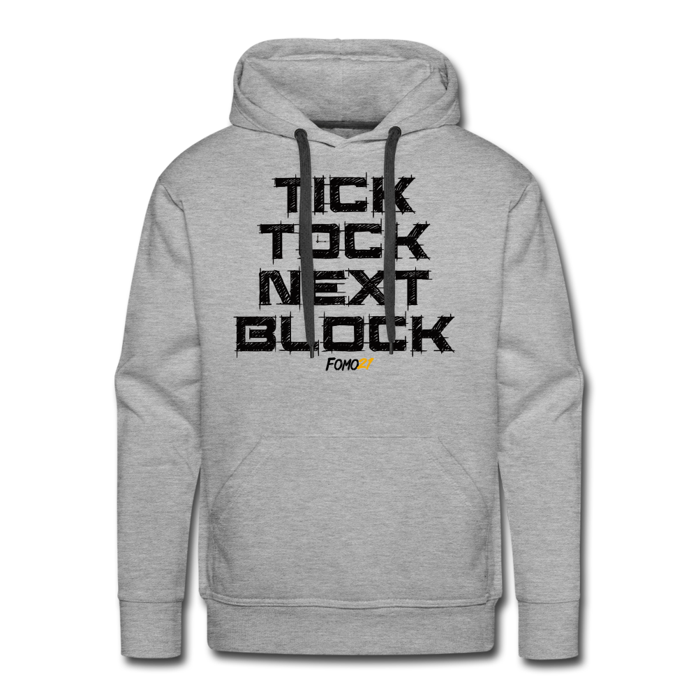 Tick Tock Next Block Bitcoin Hoodie Sweatshirt - heather grey