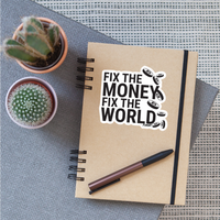 Load image into Gallery viewer, Fix The Money Fix The World Bitcoin Sticker - white matte
