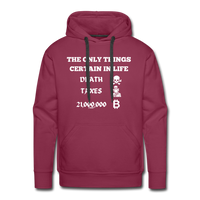 Load image into Gallery viewer, The Only Things Certain In Life Bitcoin Hoodie Sweatshirt - burgundy
