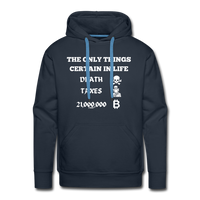 Load image into Gallery viewer, The Only Things Certain In Life Bitcoin Hoodie Sweatshirt - navy
