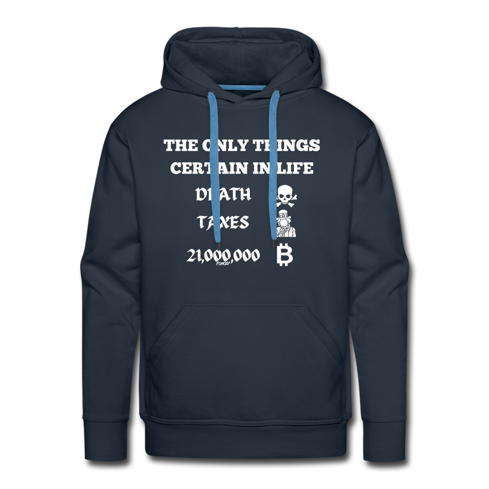 The Only Things Certain In Life Bitcoin Hoodie Sweatshirt - navy