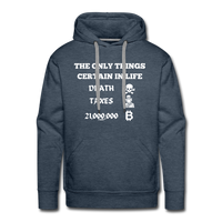 Load image into Gallery viewer, The Only Things Certain In Life Bitcoin Hoodie Sweatshirt - heather denim

