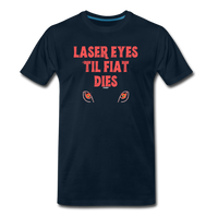 Load image into Gallery viewer, Laser Eyes &#39;Til Fiat Dies Bitcoin T-Shirt - deep navy
