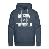 Load image into Gallery viewer, Bitcoin Vs The World (White Graphic) Hoodie Sweatshirt - heather denim
