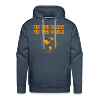 Load image into Gallery viewer, Fix The Money Fix The World 2 Bitcoin Hoodie Sweatshirt - heather denim
