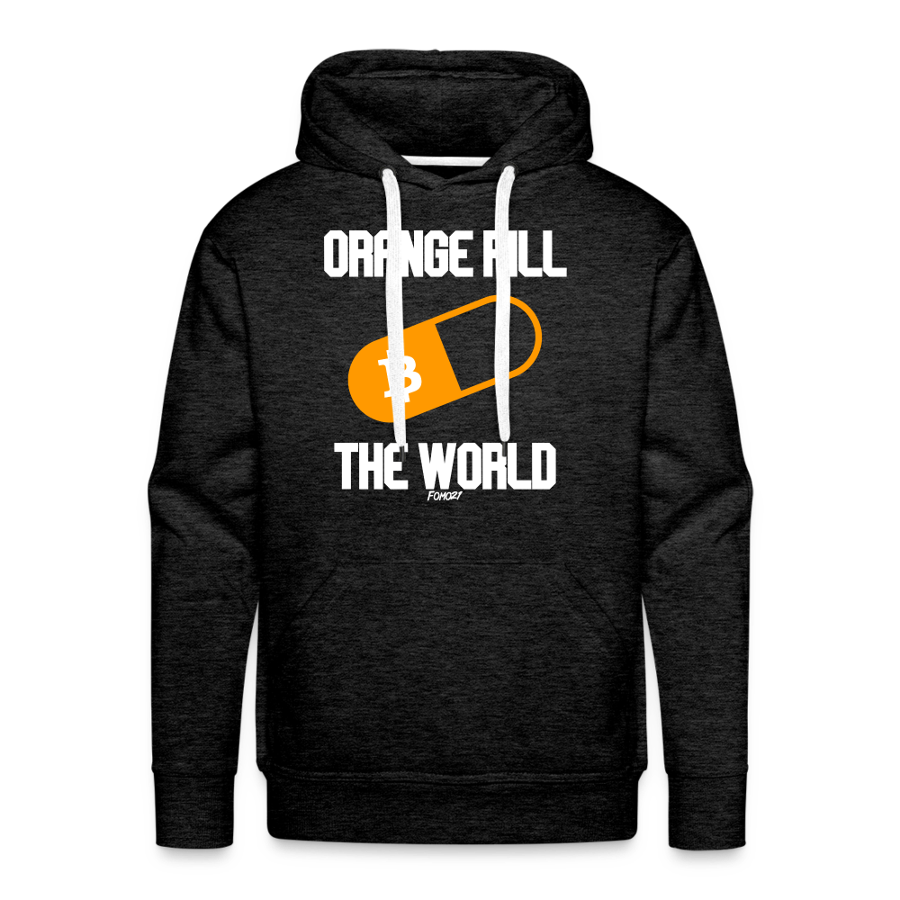 Orange Pill The World Bitcoin Hoodie Sweatshirt - charcoal grey