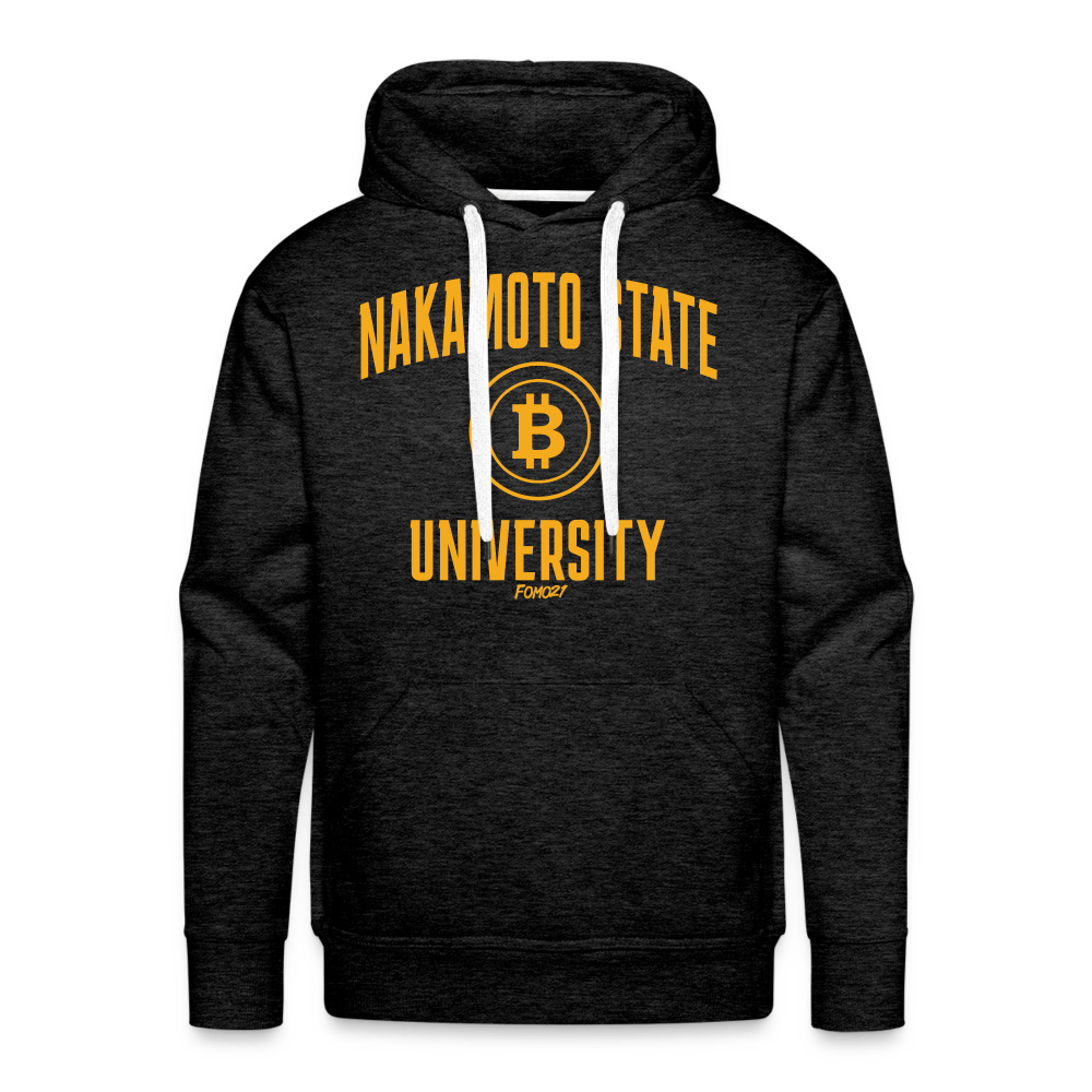 Nakamoto State University (Yellow) Bitcoin Hoodie Sweatshirt - charcoal grey