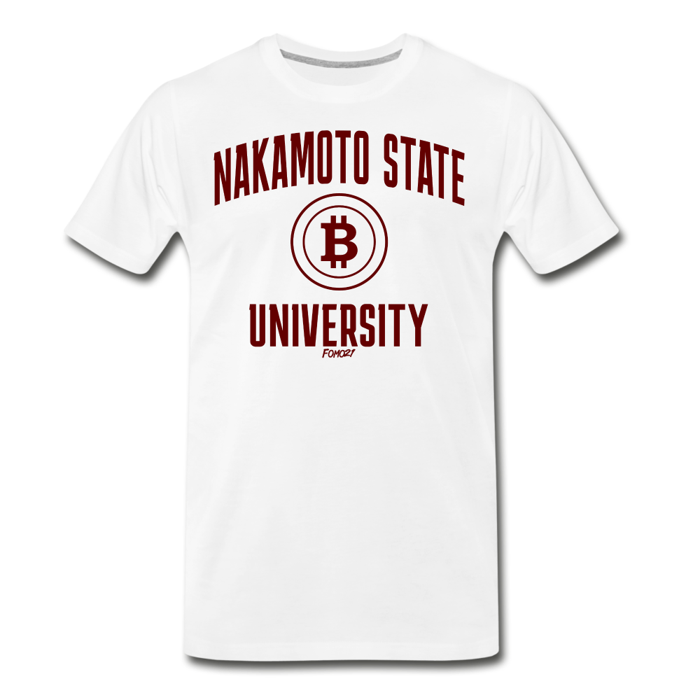 Nakamoto State University (Red) Bitcoin T-Shirt - white