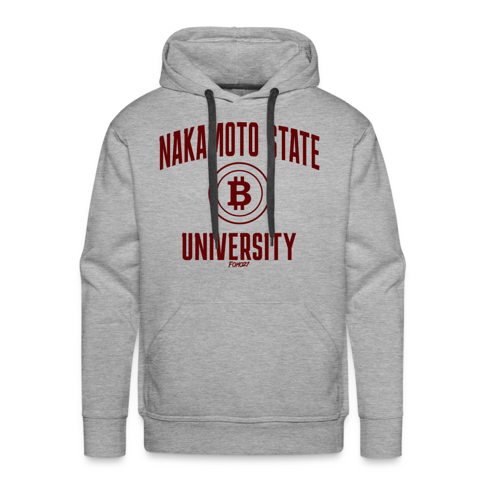Nakamoto State University (Red) Bitcoin Hoodie Sweatshirt - heather grey
