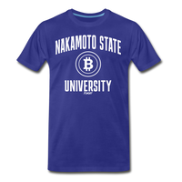 Load image into Gallery viewer, Nakamoto State University (White) Bitcoin T-Shirt - royal blue
