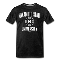 Load image into Gallery viewer, Nakamoto State University (White) Bitcoin T-Shirt - charcoal grey
