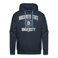 Load image into Gallery viewer, Nakamoto State University (White) Bitcoin Hoodie Sweatshirt - navy
