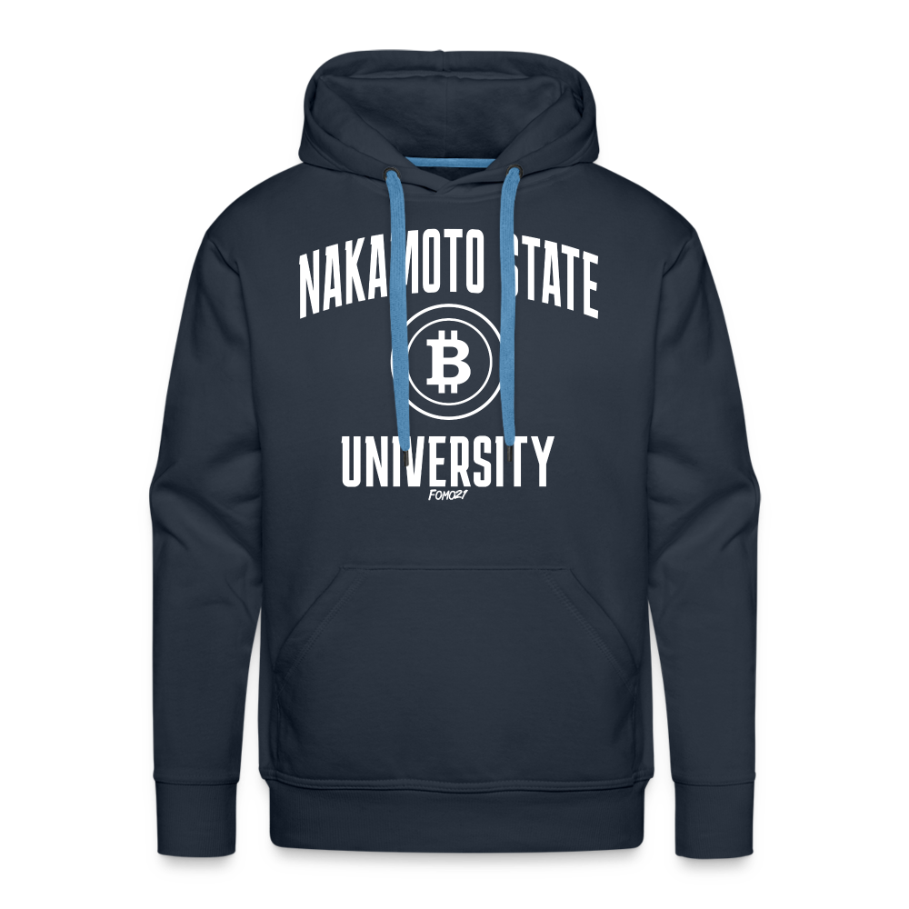 Nakamoto State University (White) Bitcoin Hoodie Sweatshirt - navy