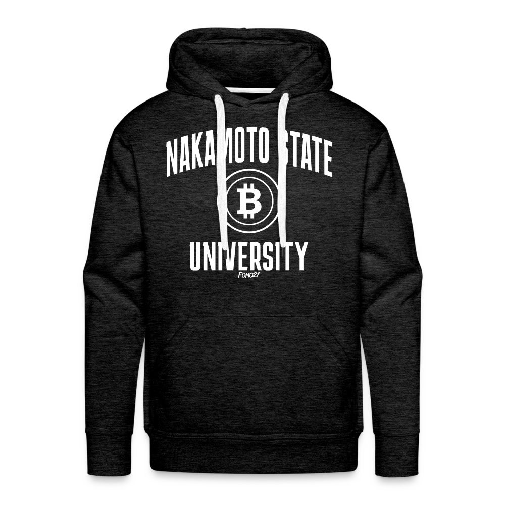 Nakamoto State University (White) Bitcoin Hoodie Sweatshirt - charcoal grey