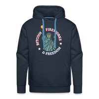 Load image into Gallery viewer, Bitcoin Fireworks And Freedom Hoodie - navy
