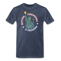 Load image into Gallery viewer, Bitcoin Fireworks And Freedom T-Shirt - heather blue
