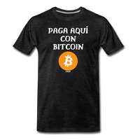 Load image into Gallery viewer, Paga Aquí Con Bitcoin Español T-Shirt - charcoal grey
