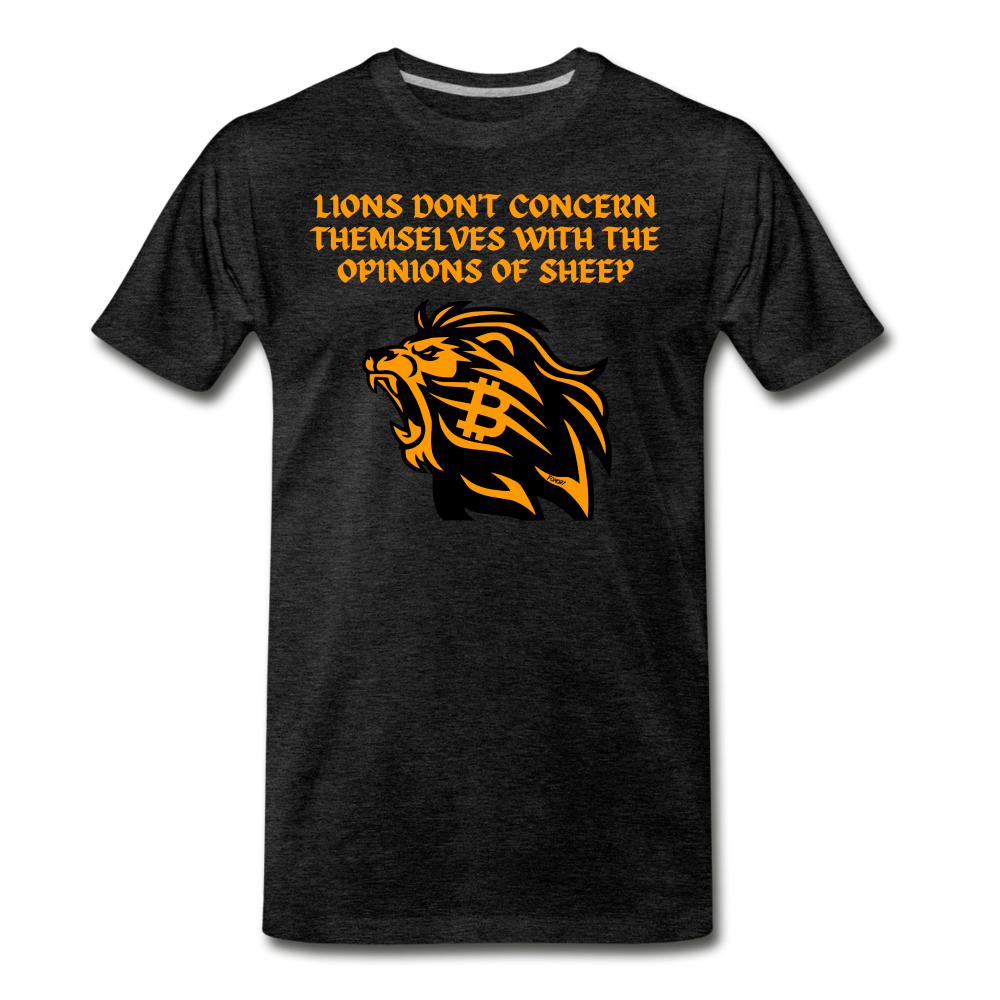 Lions Don't Concern Themselves With The Opinions of Sheep Bitcoin T-Shirt - charcoal grey