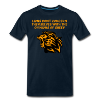 Load image into Gallery viewer, Lions Don&#39;t Concern Themselves With The Opinions of Sheep Bitcoin T-Shirt - deep navy
