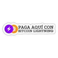 Load image into Gallery viewer, Paga Aquí Con Bitcoin Lightning Español Sticker - white matte
